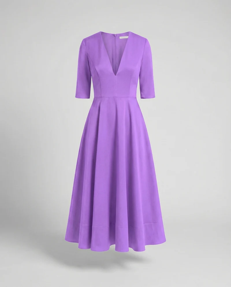Damen Retro-Swingkleid V-Ausschnitt Tellerrock Taschen