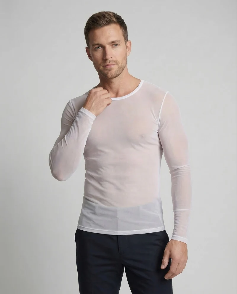 Herren Netzshirt Langarm