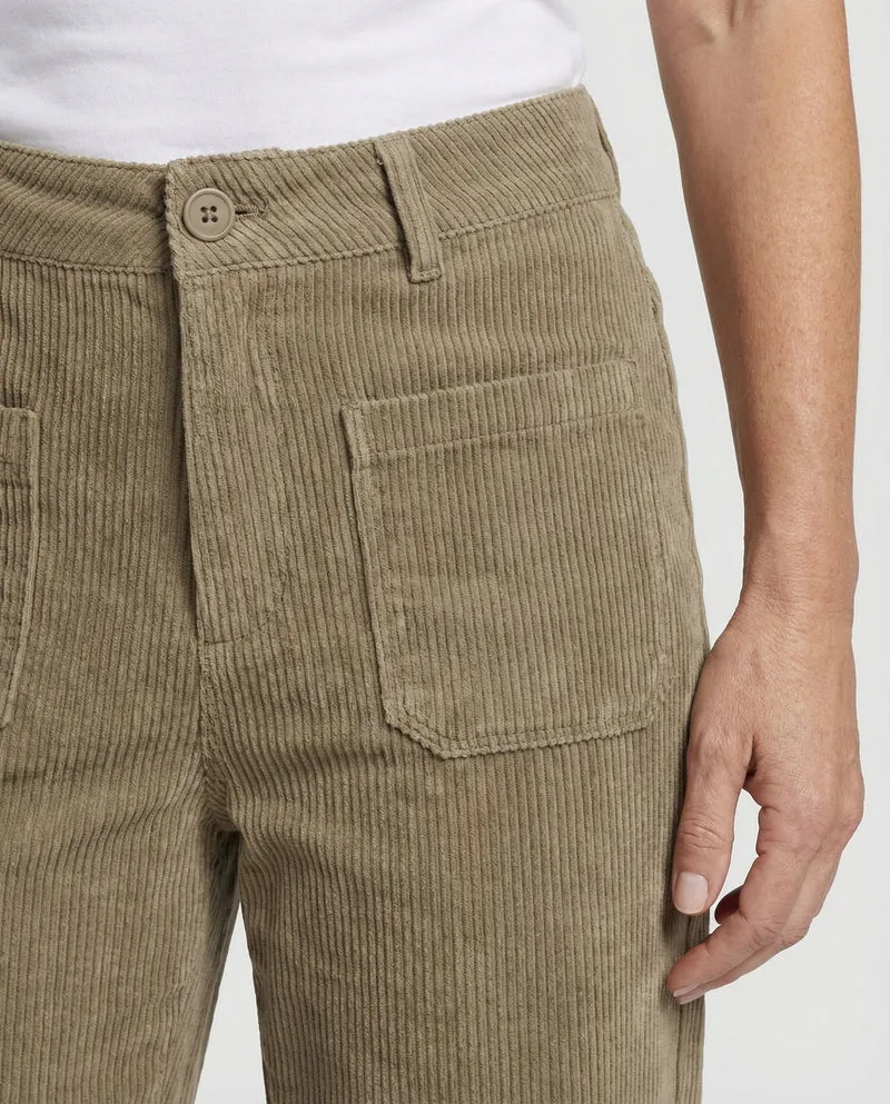 Damen Cordhose High Waist mit Taschen