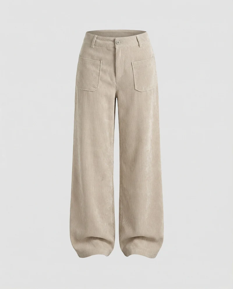 Damen Cordhose High Waist mit Taschen