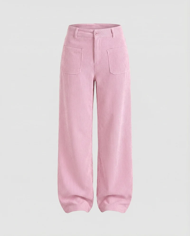 Damen Cordhose High Waist mit Taschen