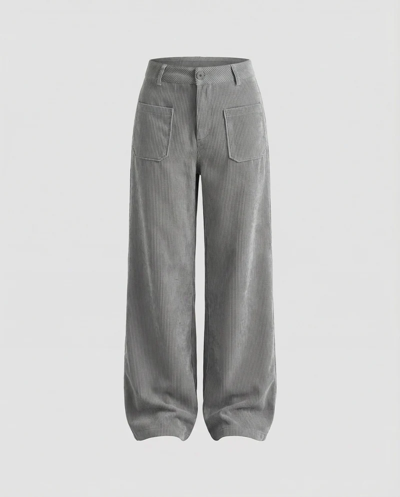 Damen Cordhose High Waist mit Taschen
