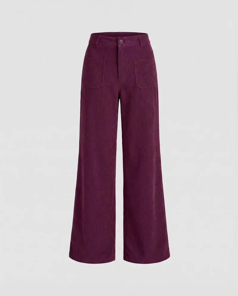 Damen Cordhose High Waist mit Taschen