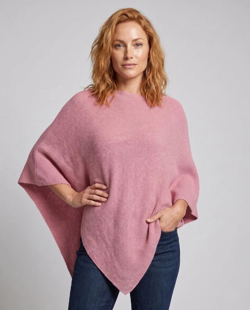 Damen Eleganter und leichter Poncho aus feinem Strickmaterial