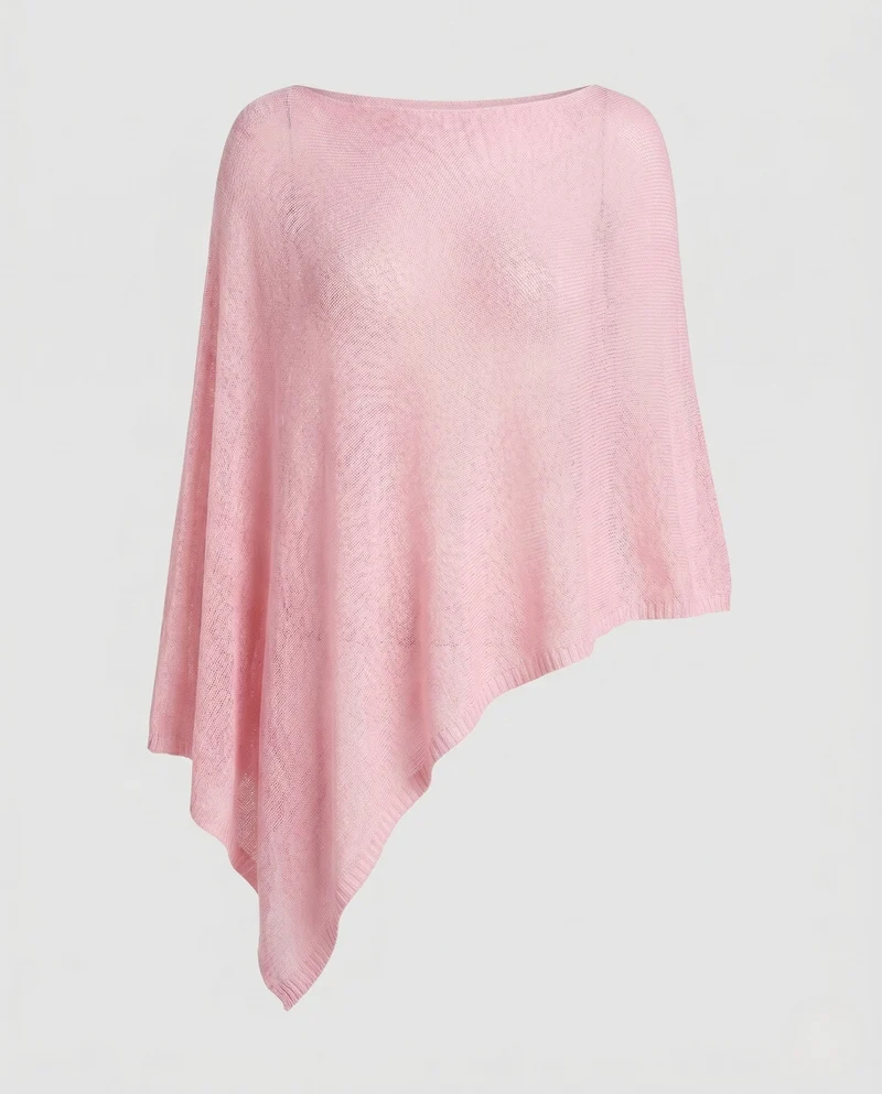 Damen Eleganter und leichter Poncho aus feinem Strickmaterial