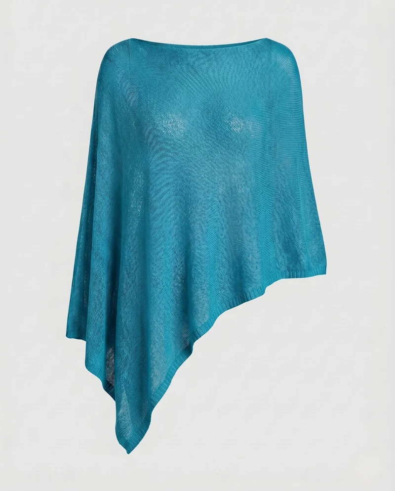 Damen Eleganter und leichter Poncho aus feinem Strickmaterial