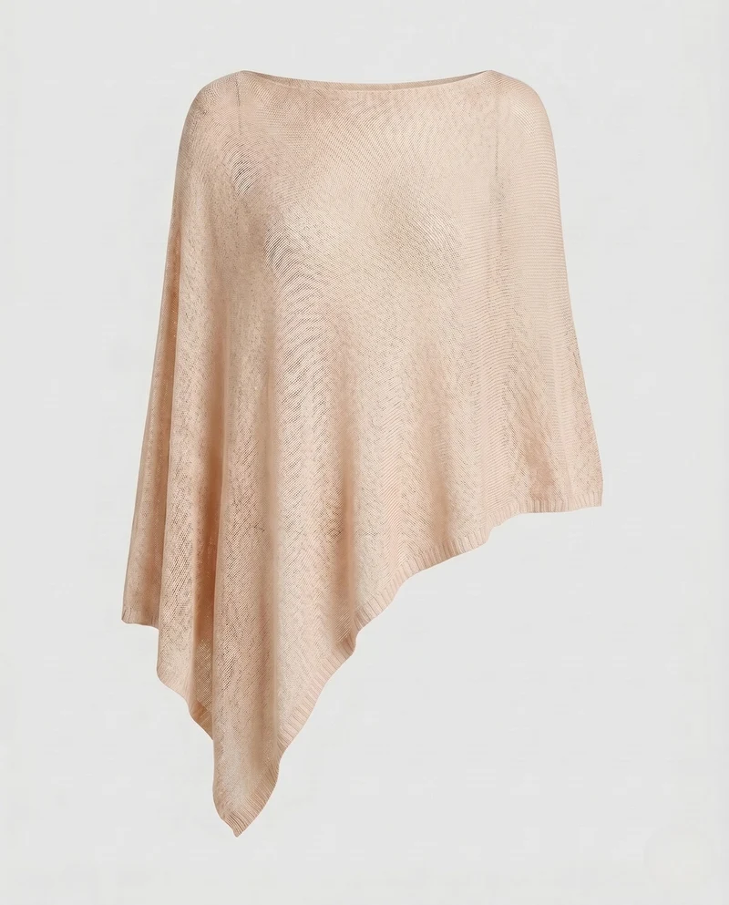 Damen Eleganter und leichter Poncho aus feinem Strickmaterial