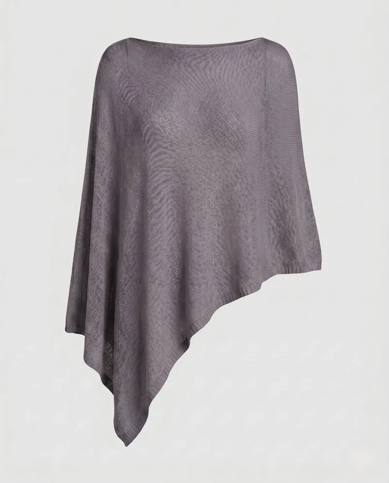 Damen Eleganter und leichter Poncho aus feinem Strickmaterial