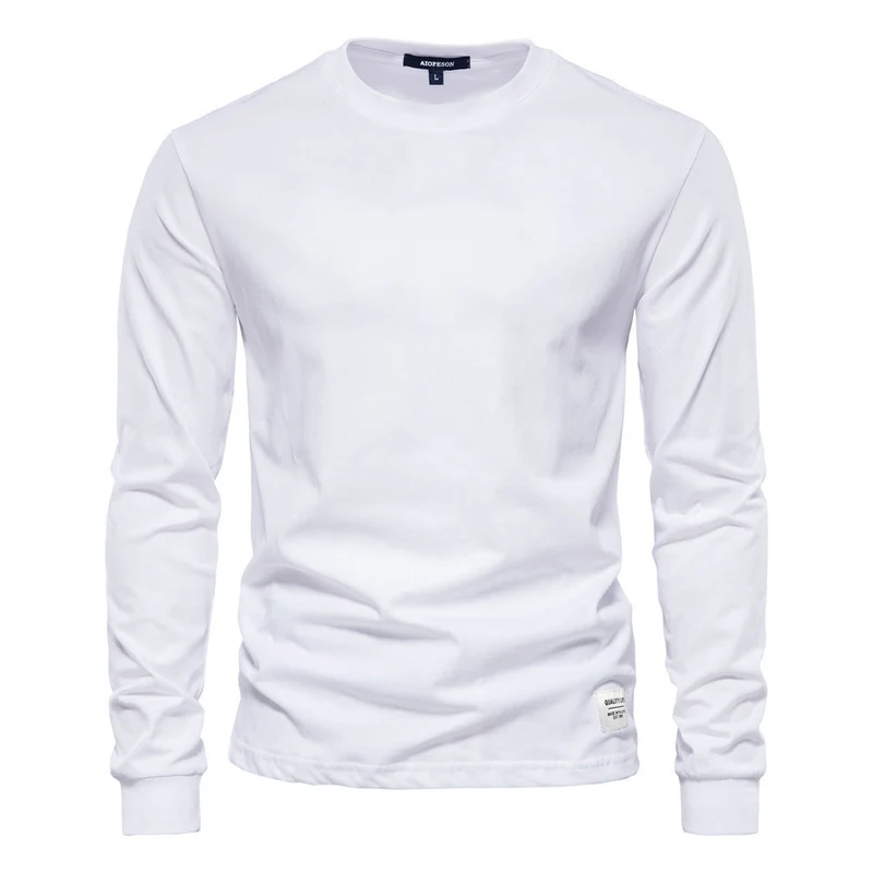 Herren nan klassisches langärmliges Baumwollshirt mit Rundhalsausschnitt und elastischen Bündchen