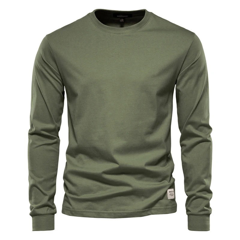 Herren nan klassisches langärmliges Baumwollshirt mit Rundhalsausschnitt und elastischen Bündchen