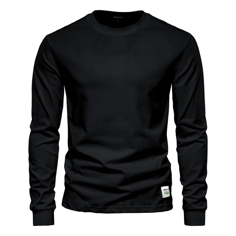 Herren nan klassisches langärmliges Baumwollshirt mit Rundhalsausschnitt und elastischen Bündchen