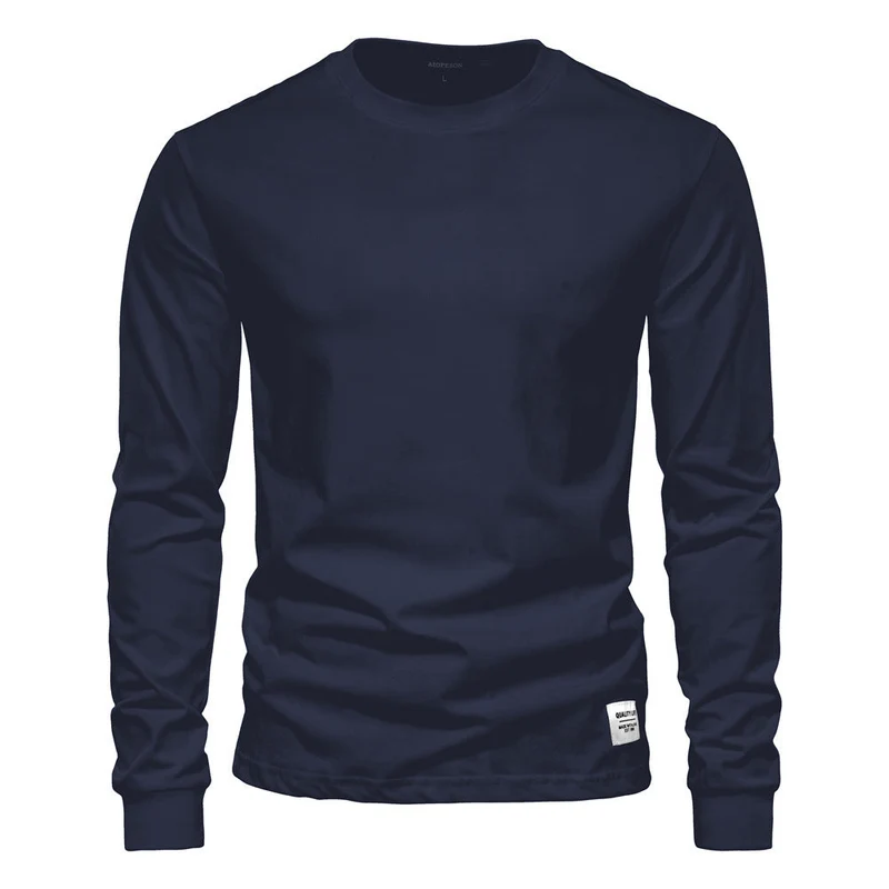 Herren nan klassisches langärmliges Baumwollshirt mit Rundhalsausschnitt und elastischen Bündchen