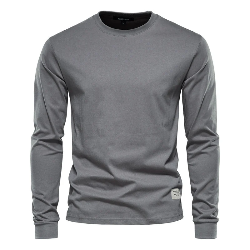 Herren nan klassisches langärmliges Baumwollshirt mit Rundhalsausschnitt und elastischen Bündchen