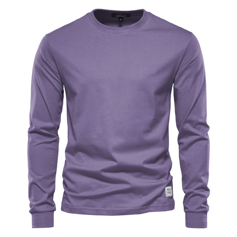 Herren nan klassisches langärmliges Baumwollshirt mit Rundhalsausschnitt und elastischen Bündchen