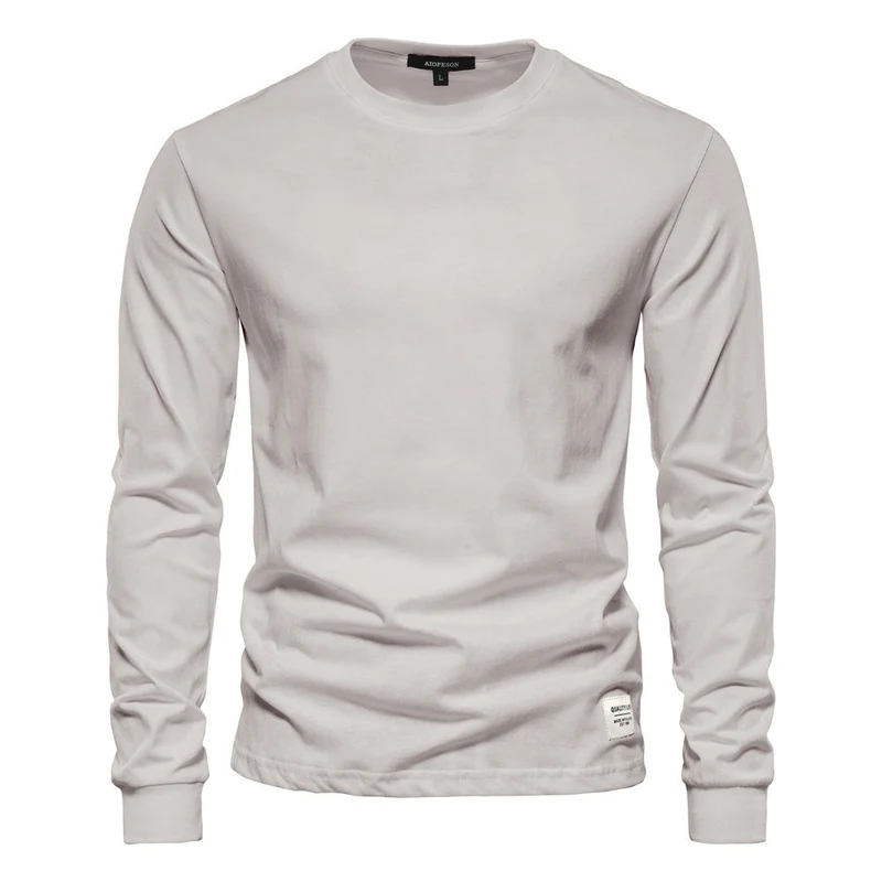 Herren nan klassisches langärmliges Baumwollshirt mit Rundhalsausschnitt und elastischen Bündchen