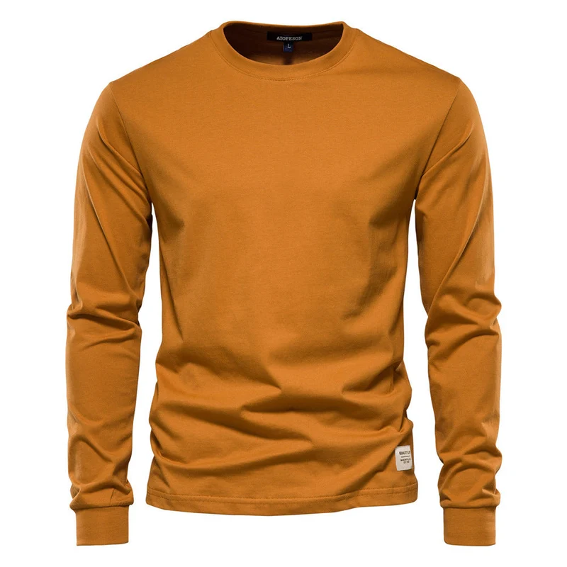 Herren nan klassisches langärmliges Baumwollshirt mit Rundhalsausschnitt und elastischen Bündchen