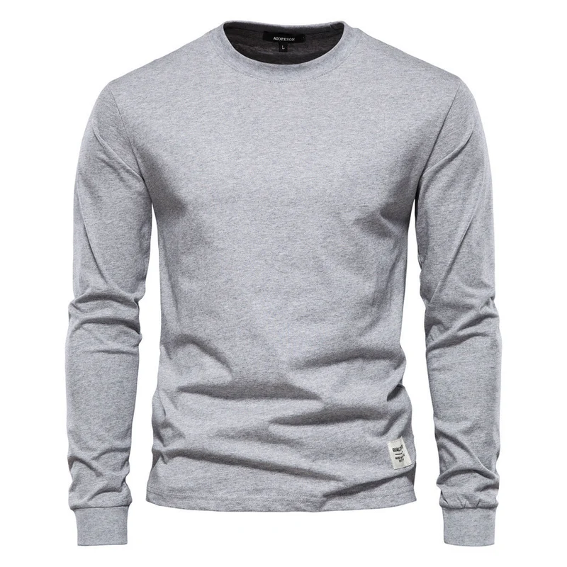 Herren nan klassisches langärmliges Baumwollshirt mit Rundhalsausschnitt und elastischen Bündchen