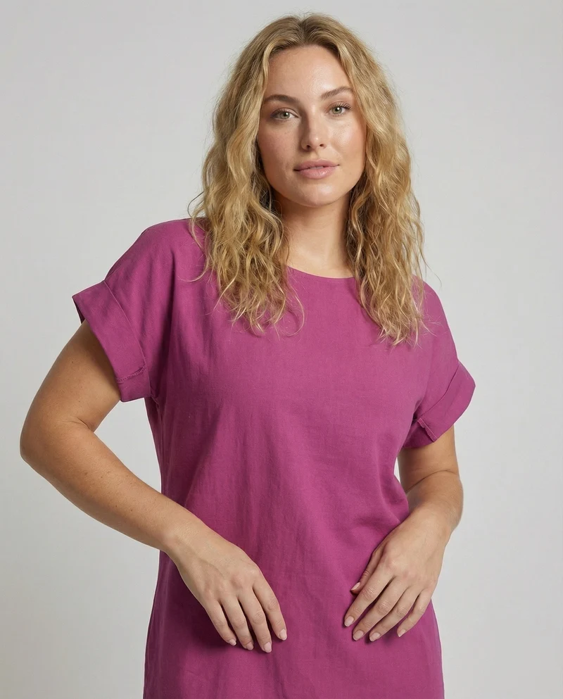 Damen Schlichte Oversize Baumwolljersey Shirtkleid