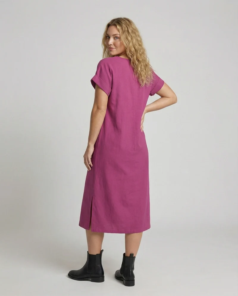 Damen Schlichte Oversize Baumwolljersey Shirtkleid