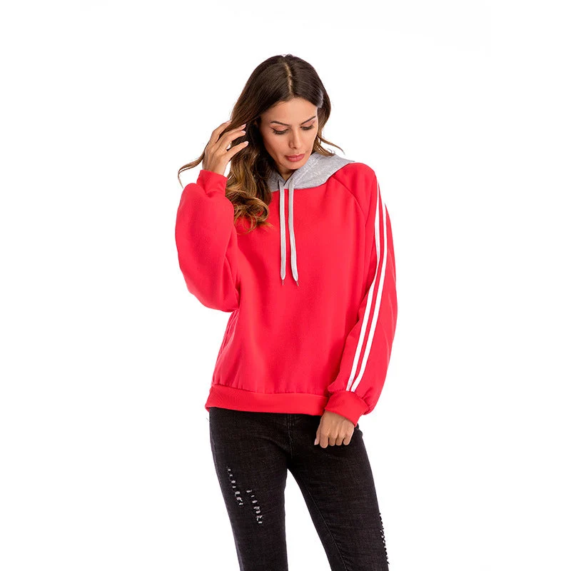 Damen modischer Kapuzenpullover mit kontrastierenden Ärmeln und lässigem Schnitt Nord Taschen