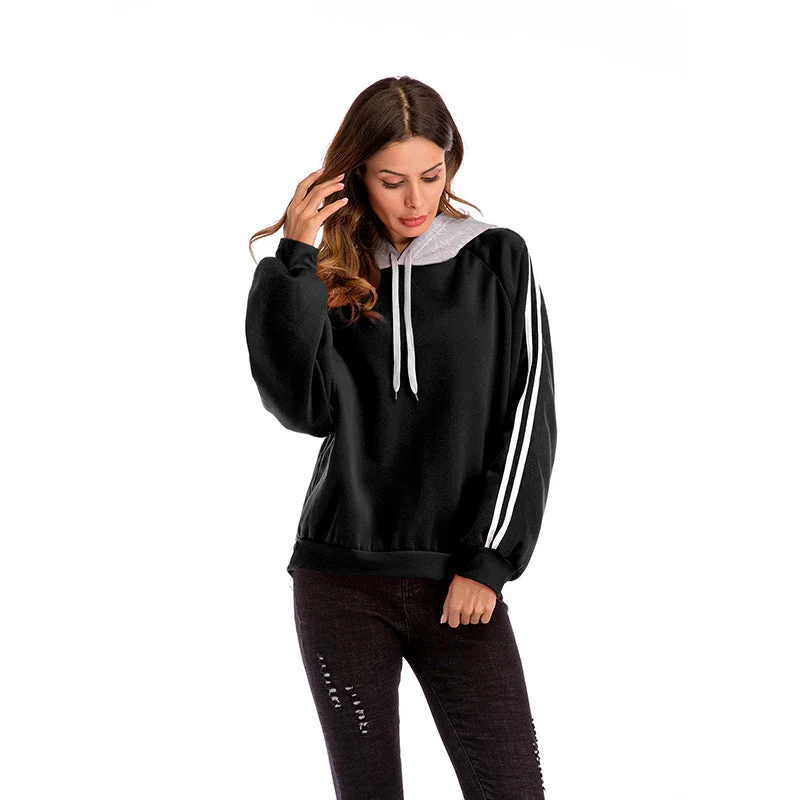 Damen modischer Kapuzenpullover mit kontrastierenden Ärmeln und lässigem Schnitt Nord Taschen