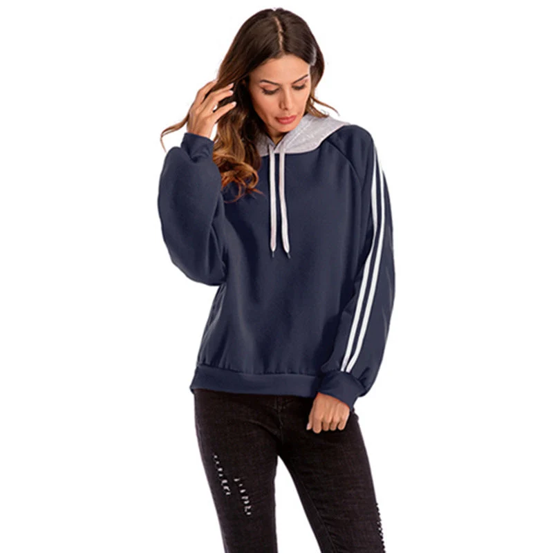 Damen modischer Kapuzenpullover mit kontrastierenden Ärmeln und lässigem Schnitt Nord Taschen