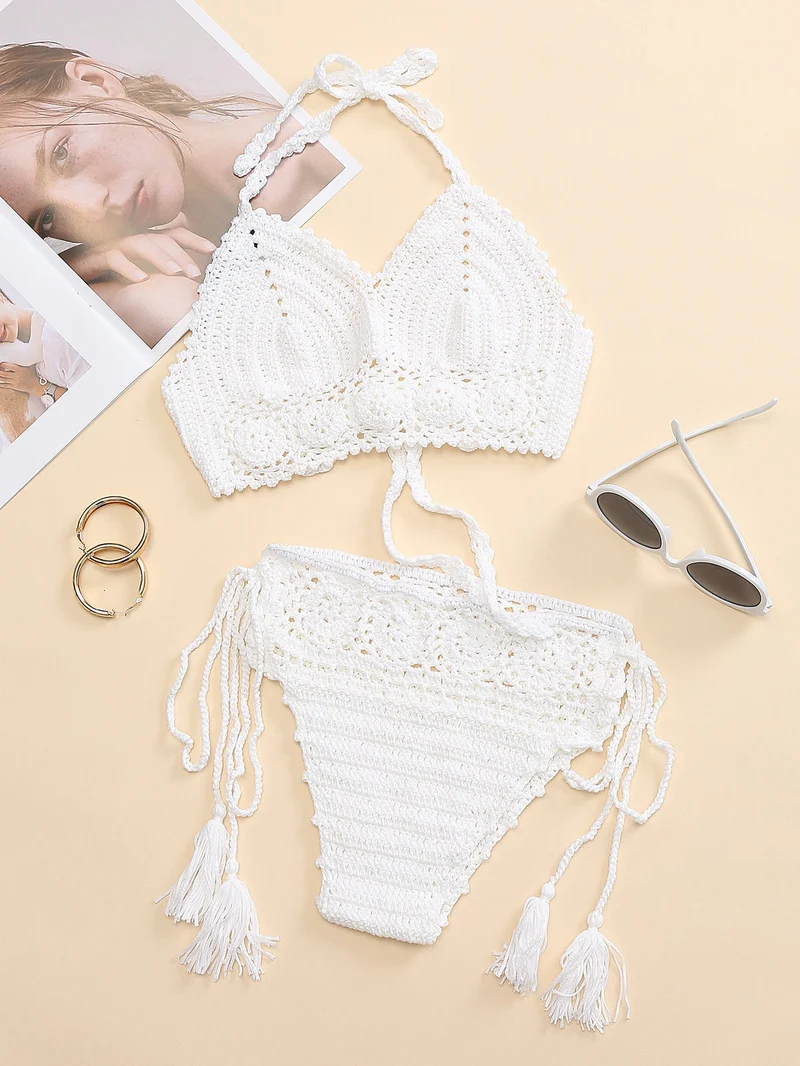 Damen Häkel-Bikini-Set mit tschedderstoff und verstellbaren Trägern