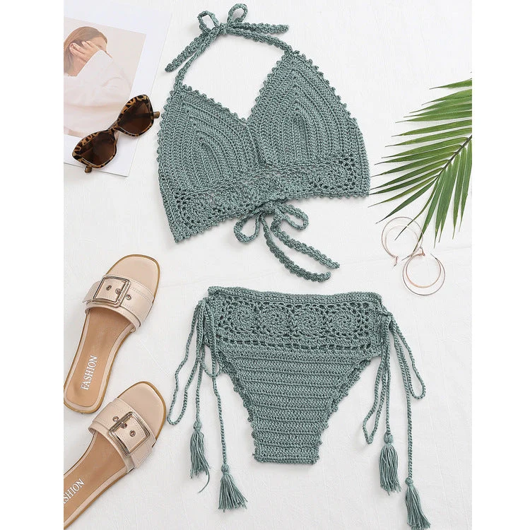 Damen Häkel-Bikini-Set mit tschedderstoff und verstellbaren Trägern