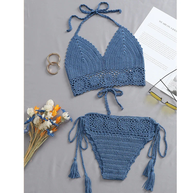 Damen Häkel-Bikini-Set mit tschedderstoff und verstellbaren Trägern