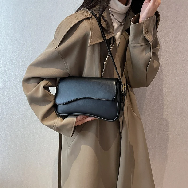 Vintage Leder Crossbody-Taschen Kleine Umhängetasche Stilvolle Armpit Handtaschen und Geldbörsen