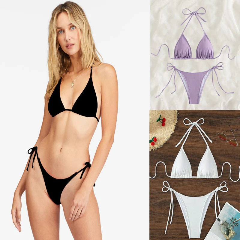 Damen Triangel-Bikini mit verstellbaren BindNord Taschenändern und hoher Beinausschnitt Nord Taschen