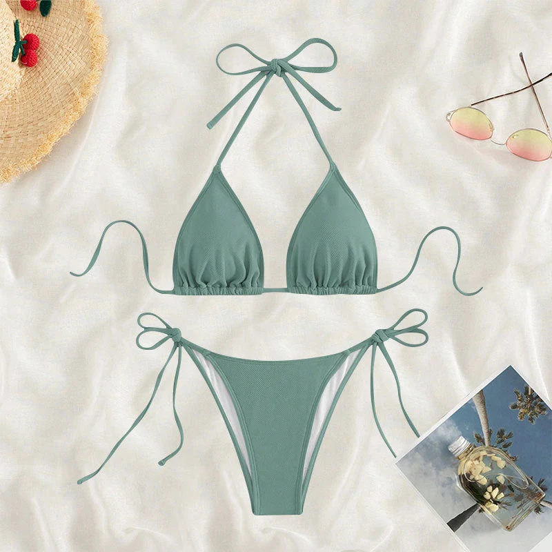 Damen Triangel-Bikini mit verstellbaren BindNord Taschenändern und hoher Beinausschnitt Nord Taschen