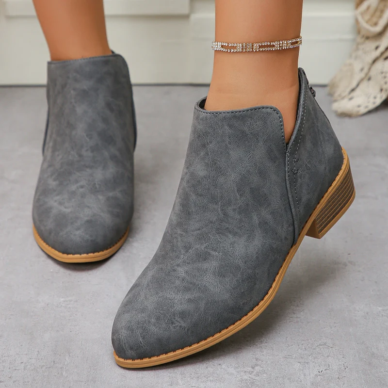 Damen modische Ankle Boots mit seitlichem Reißverschluss und geschmackvollem Design