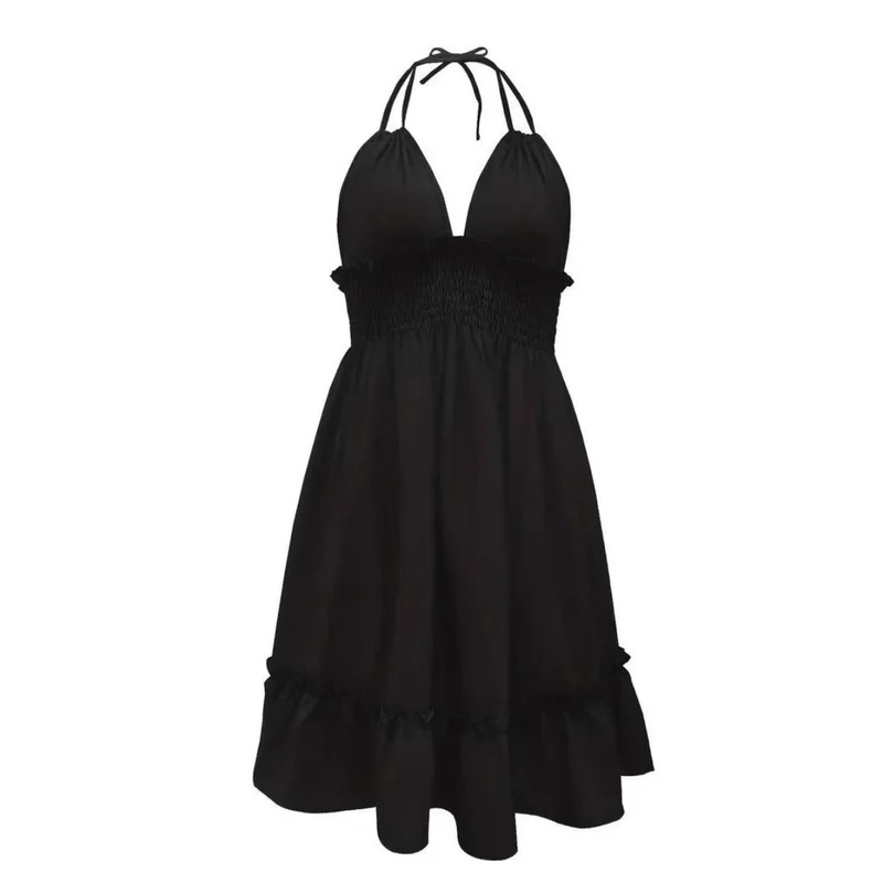 Tiefes V-Seil-Sling-Neckholder-Kleid