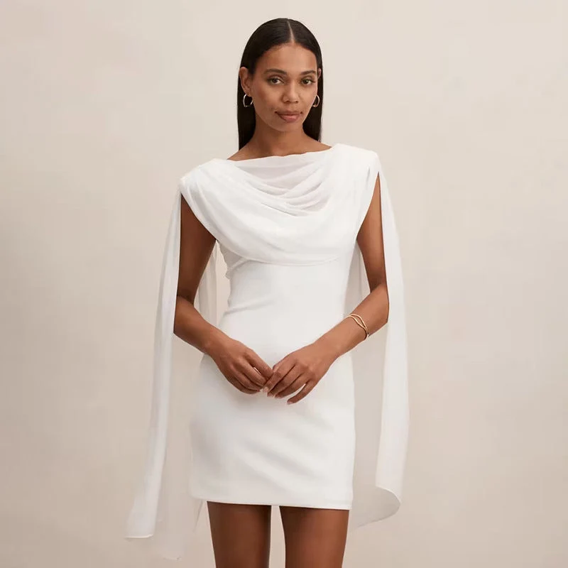 Damen Elegantes Wickelkleid mit drapierter Schulterpartie Nord Taschen