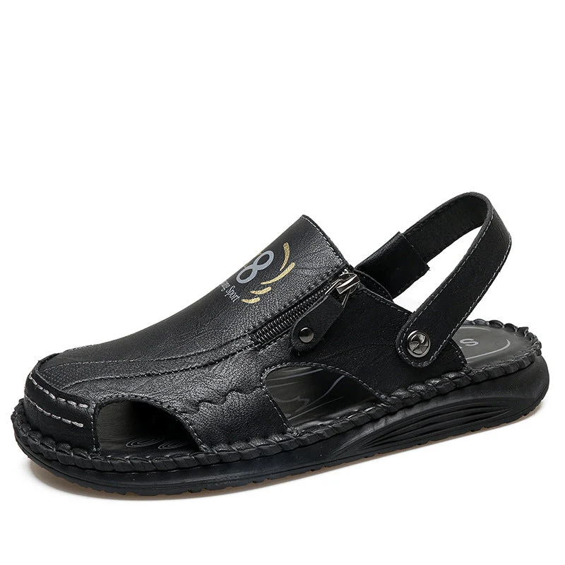 Herren orthopädische Leder-Sandalen mit verstellbarem Riemensystem