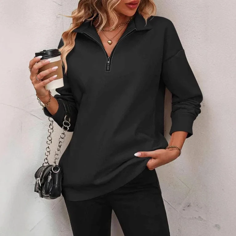 Damen Sweatshirt mit halbem Reißverschluss