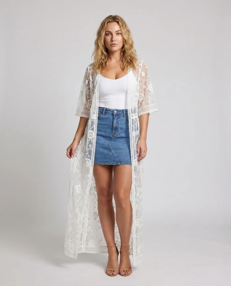 Damen Transparente Strandcover mit kunstvollen Stickereien Nord Taschen