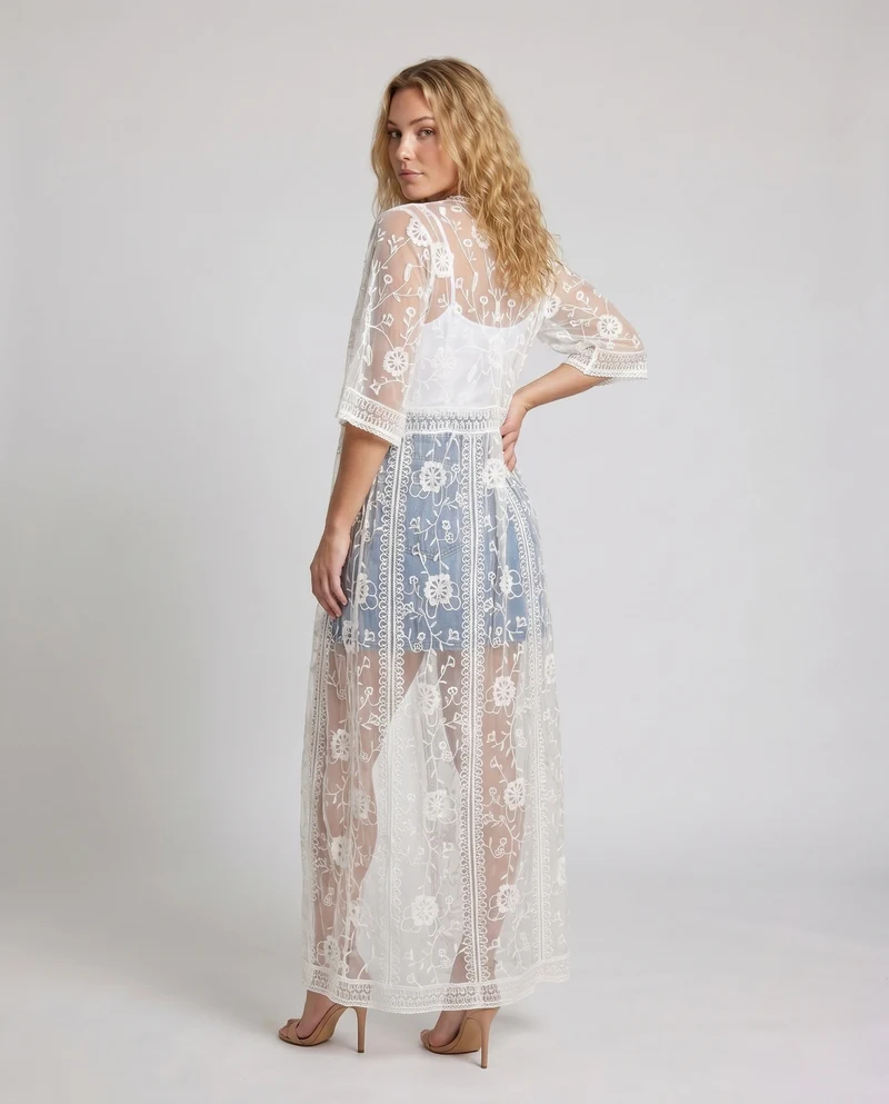 Damen Transparente Strandcover mit kunstvollen Stickereien Nord Taschen
