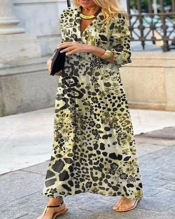 Damen Maxikleid mit trendigem Leopardenmuster und elegantem Wickeldesign