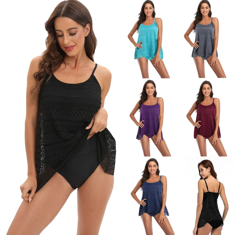 Damen elegantes Strandtop mit modischem Lochmuster