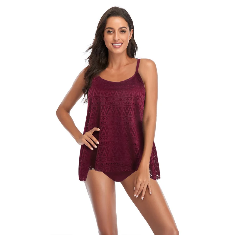 Damen elegantes Strandtop mit modischem Lochmuster