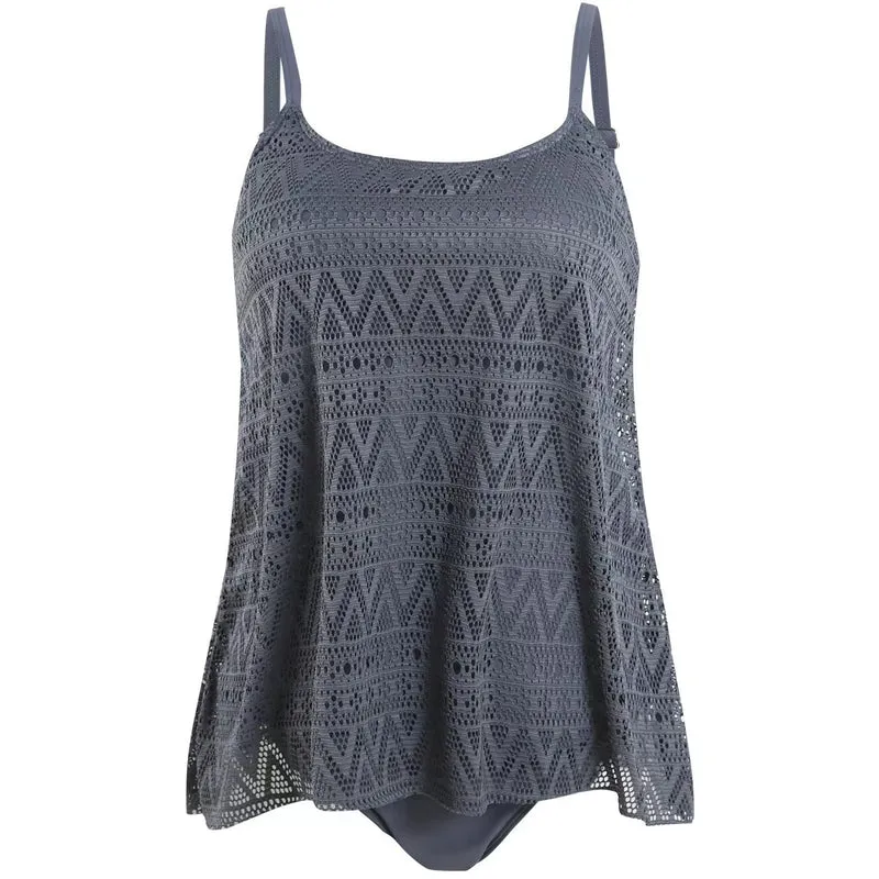 Damen elegantes Strandtop mit modischem Lochmuster