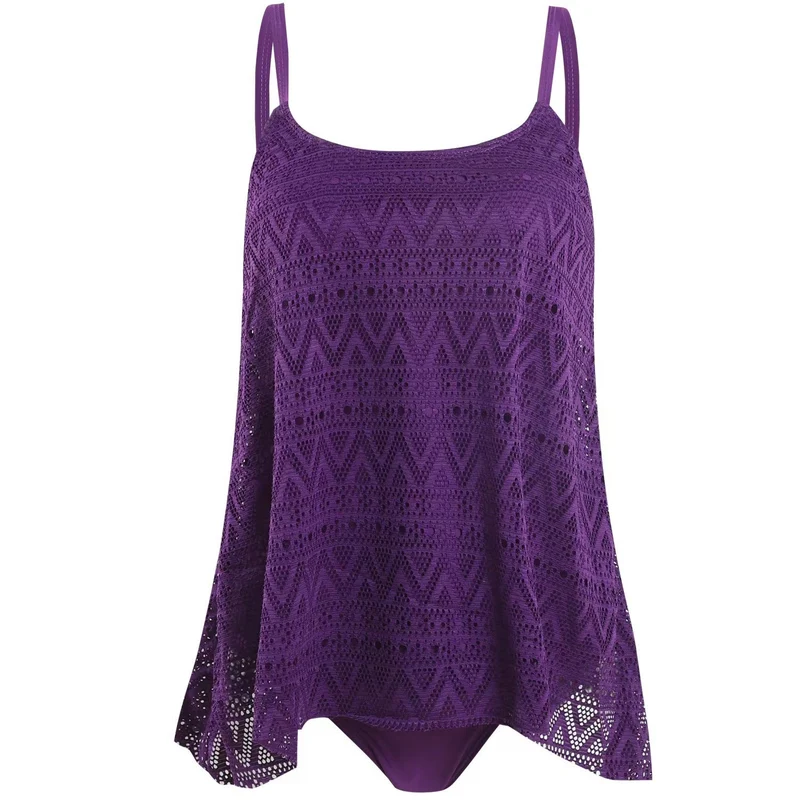 Damen elegantes Strandtop mit modischem Lochmuster