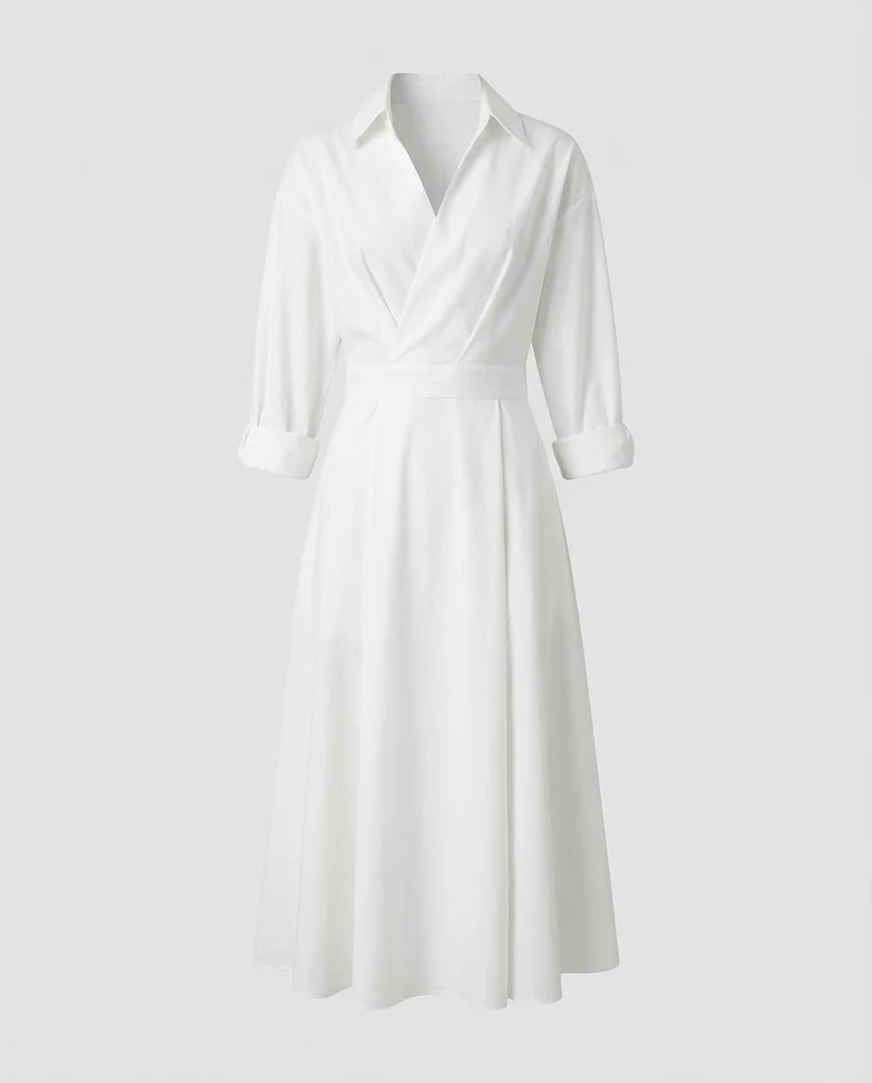 Damen Hemdblusenkleid V-Ausschnitt
