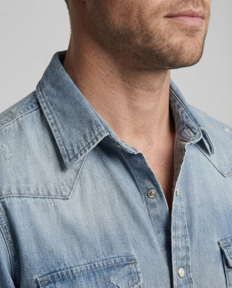 Herren Jeanshemd Slim Fit mit Druckknöpfen und Brusttaschen