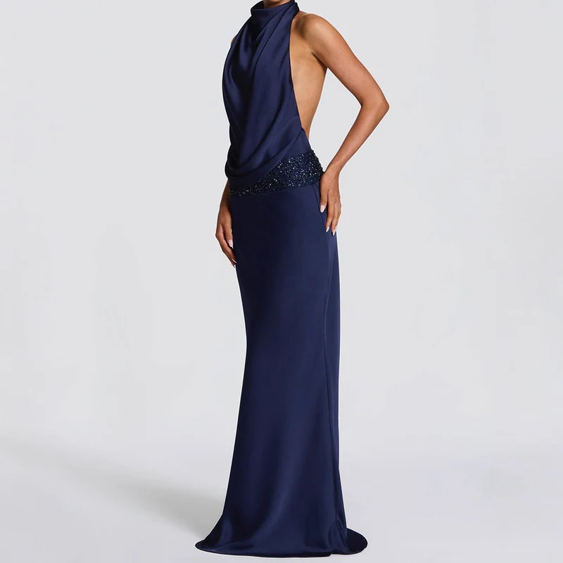 Damen Elegantes Hochzeitskleid mit schimmerndem Taillenband Nord Taschen