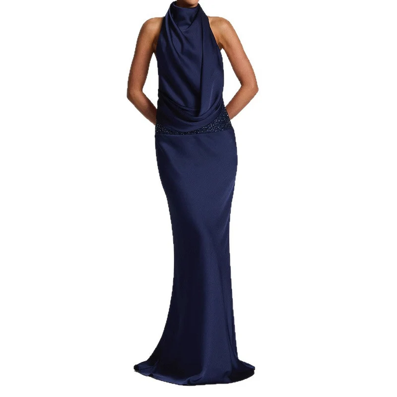 Damen Elegantes Hochzeitskleid mit schimmerndem Taillenband Nord Taschen
