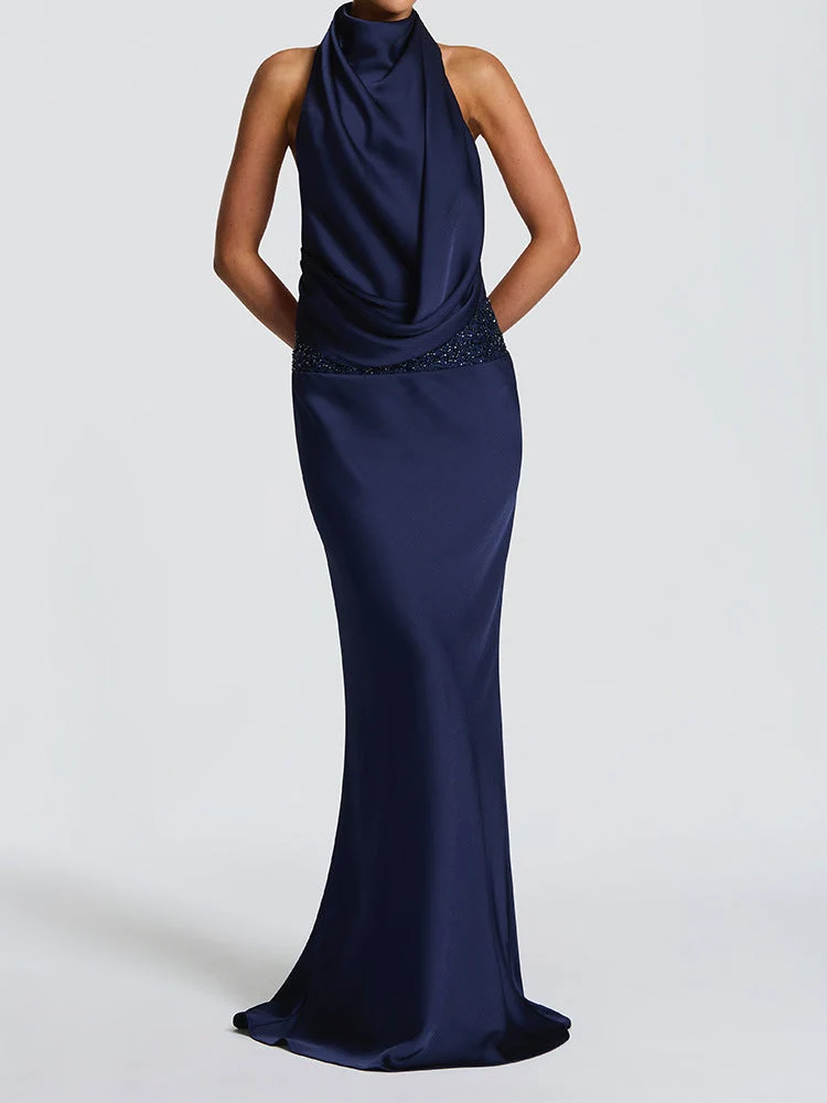 Damen Elegantes Hochzeitskleid mit schimmerndem Taillenband Nord Taschen