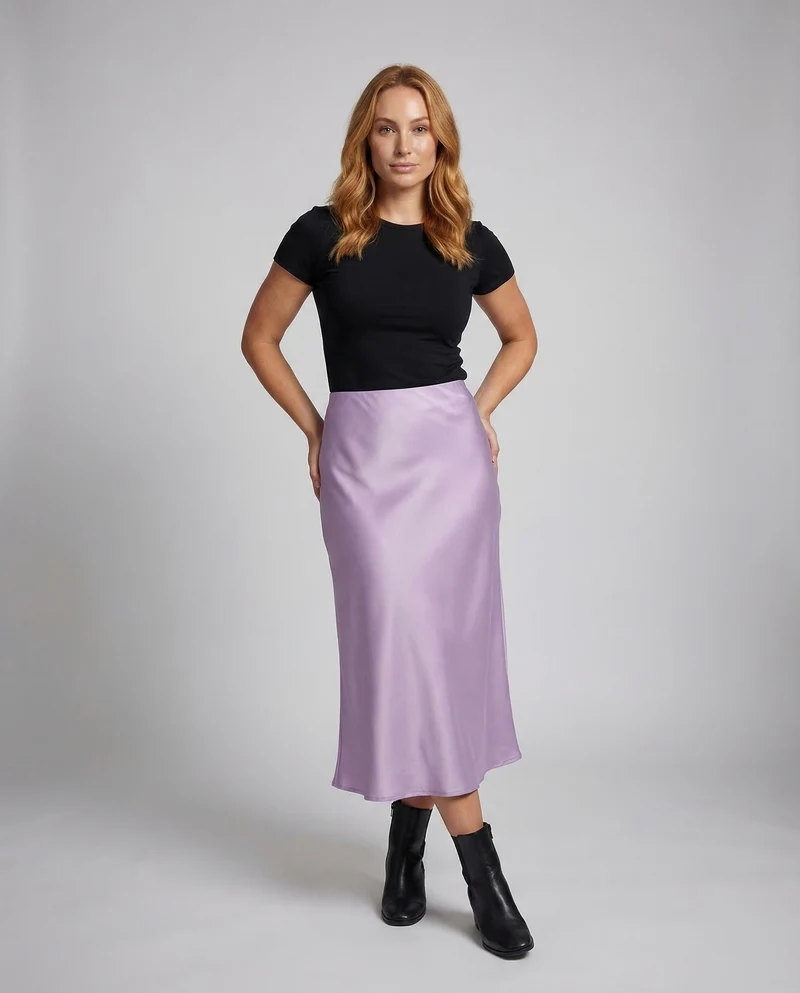 Damen Satin Midirock Bias